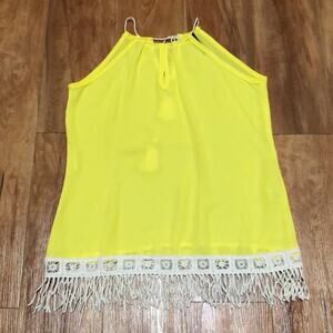 Yoyo 5 Yellow Fringe Tank Top Size Small